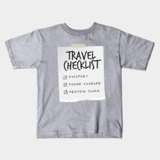 Travel Checklist - Funny Gym & Protein Essentials Kids T-Shirt